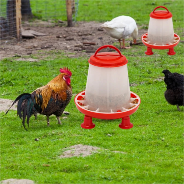 New 1.5Kg Chicken Duck Feeder Bucket With Leg Poultry Food Fountain Hen Lid Handle Feeding Watering Supplies Small Animal Supplies