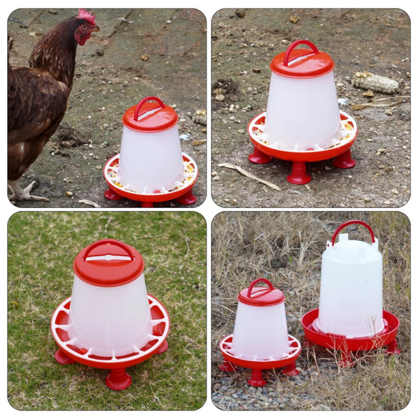 New 1.5Kg Chicken Duck Feeder Bucket With Leg Poultry Food Fountain Hen Lid Handle Feeding Watering Supplies Small Animal Supplies