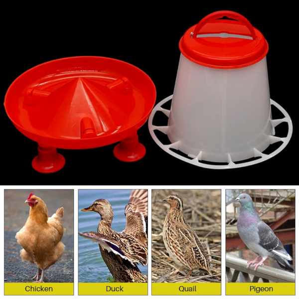 New 1.5Kg Chicken Duck Feeder Bucket With Leg Poultry Food Fountain Hen Lid Handle Feeding Watering Supplies Small Animal Supplies
