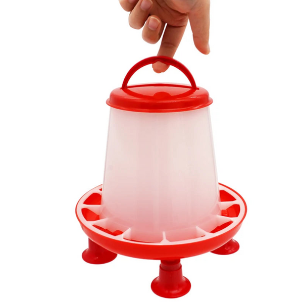New 1.5Kg Chicken Duck Feeder Bucket With Leg Poultry Food Fountain Hen Lid Handle Feeding Watering Supplies Small Animal Supplies