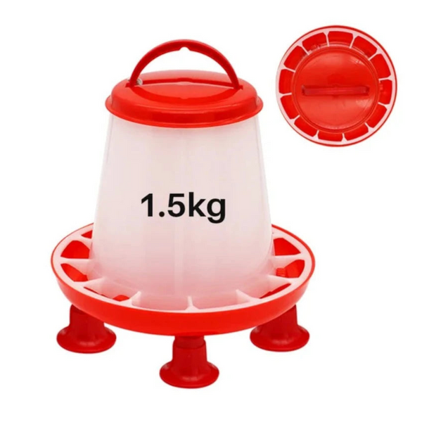 New 1.5Kg Chicken Duck Feeder Bucket With Leg Poultry Food Fountain Hen Lid Handle Feeding Watering Supplies Small Animal Supplies