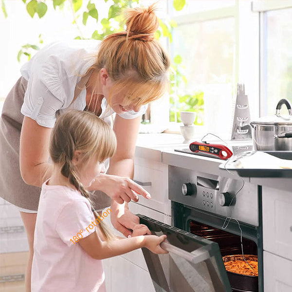 Foldable Ip7 Digital Thermometer With Dual Probes: For Cooking Bbq Meat Grilling Food Kitchen Tools. Cooking Thermometers