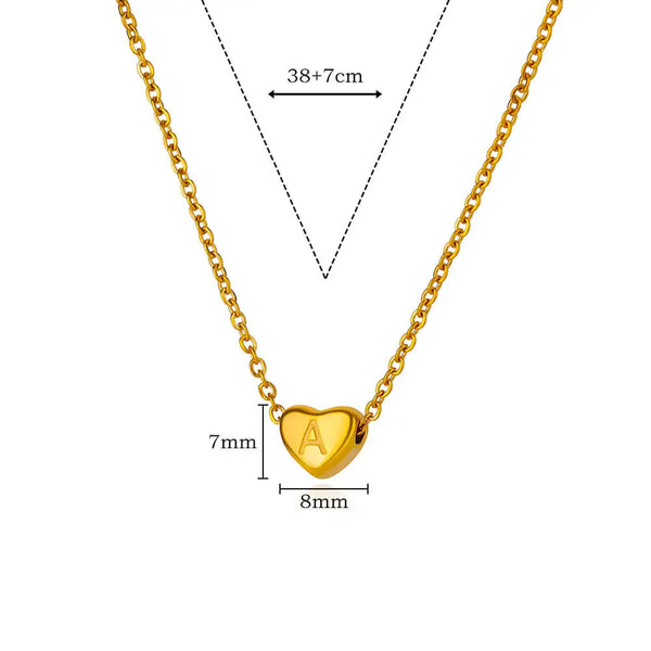 Initial Heart Necklaces For Women Gold Color Stainless Steel Engraved A Z Letter Wedding Bridesmaid Jewelry Gift Necklaces & Pendants