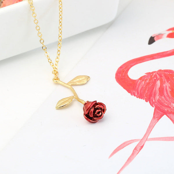 Creative Red Rose Pendant Necklace For Girlfriend Valentine's Day Gift Necklaces & Pendants