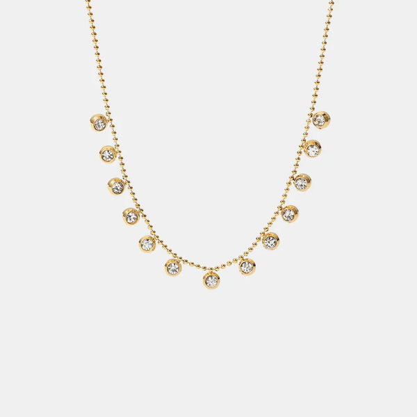 Fashionable And Versatile Titanium Steel Necklace White Zircon Stainless For Women Necklaces & Pendants