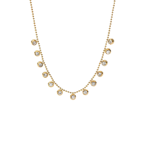 Fashionable And Versatile Titanium Steel Necklace White Zircon Stainless For Women Necklaces & Pendants