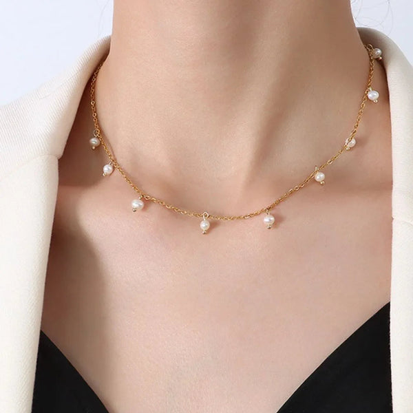 Veile Studios Freshwater Pearl Loose Necklace Women's Collarbone Chain Necklaces & Pendants