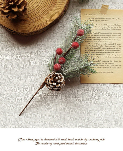 Santa Yuan New Arrival Artificial Red Berry Fruit Branch Christmas Tree Decoration Wreath Vine Material Direct Supply Seasonal Decorations