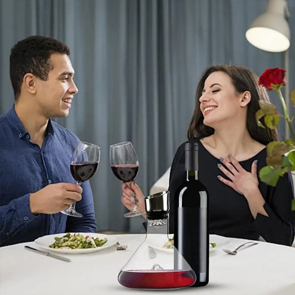 1500Ml Hand Blown Crystal Wine Decanter With Built In Aerator Pourer Ideal For Red Wine. Decanters