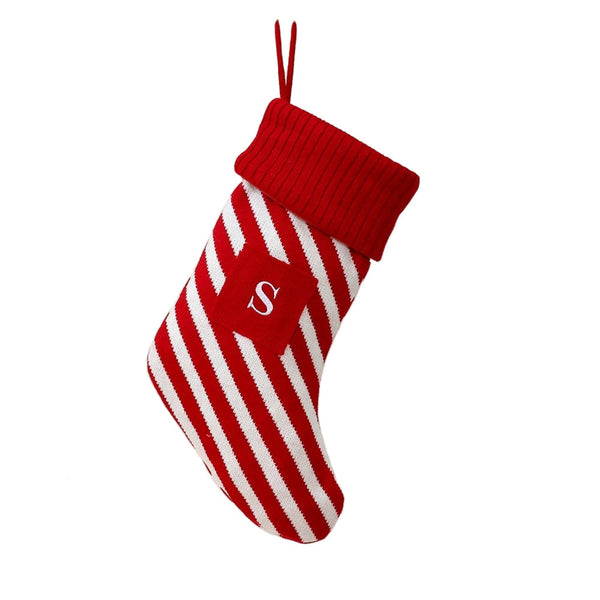 Festive Large Letter Christmas Stocking Red And White Stripe Tree Ornament Creative Holiday Decoration Seasonal Decorations