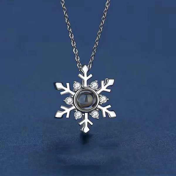 100 Languages I Love You Projection Snowflake Pendant Necklace Valentine's Day Girlfriend Gift Necklaces & Pendants