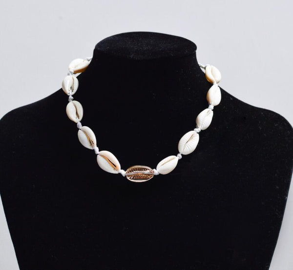 Necklace Bracelet Set Bohemian Style Hand Woven Short Collarbone Shell Bracelets