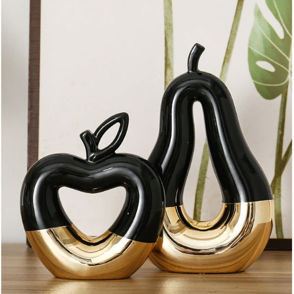 Modern Minimalist Gilded Apple Pear Creative Wine Cabinet Decorative Piece Luxury Home Living Room Entrance Ceramic Craft Ornaments & Statues