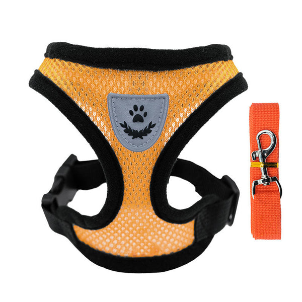 Pet Harness Set (Small Dogs/Cats): Vest Collar Leash. Fits French Bulldogs Chihuahuas Etc. Harnesses
