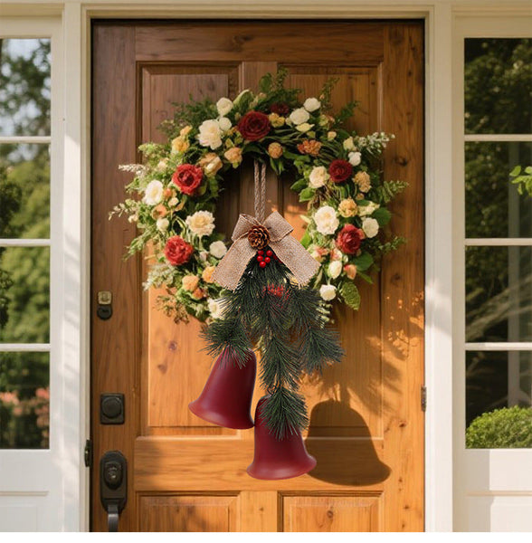 Christmas Bell Ornament Diy Indoor Door Window Wall Decoration Pine Needle Hanging Seasonal Decorations