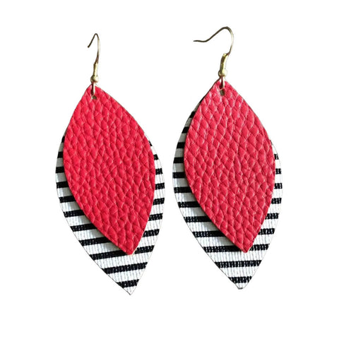 Pu Leather Leaf Dangle Earrings