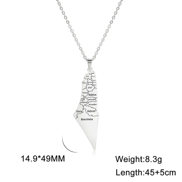 Veile Studios Laser Marking Israel Map Pendant 304 Stainless Steel Necklace Necklaces & Pendants