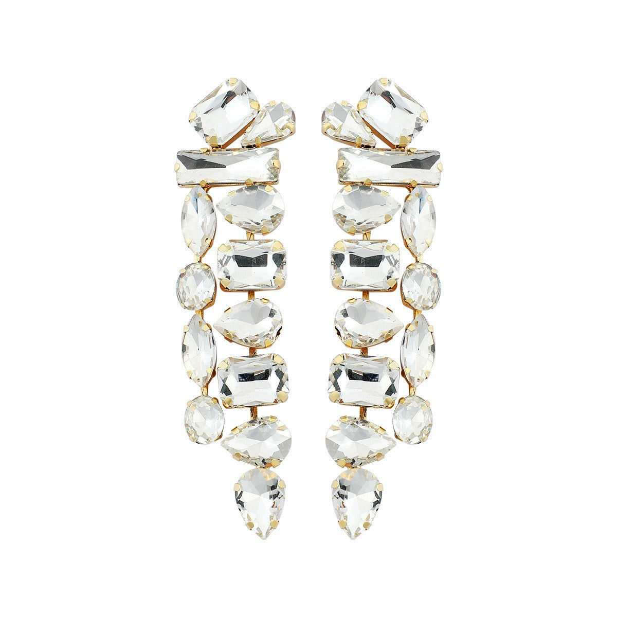 Veile Studios Water Drop Shape Colourful Glass Rhinestone Long Tassel For Women And Girls Earrings