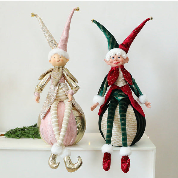 Christmas Red And Green Ball Elf Doll Ornament Tree Decoration Hotel Window Display Seasonal Decorations