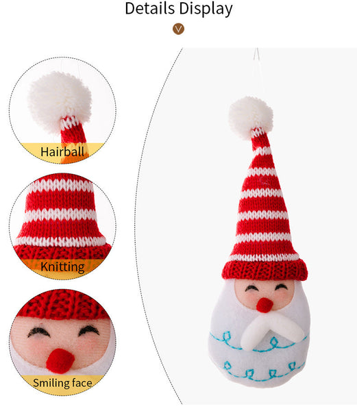Christmas Decoration Cartoon Striped Pom Hanging Ornament Pointed Hat Old Man Head Tree Seasonal Decorations