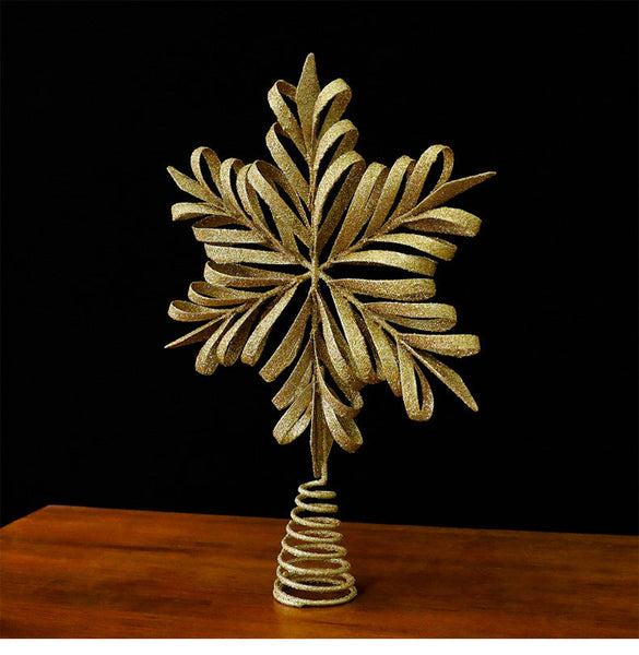 Christmas Tree Top Star Iron Hollow Snowflake Decoration Ornament Seasonal Decorations