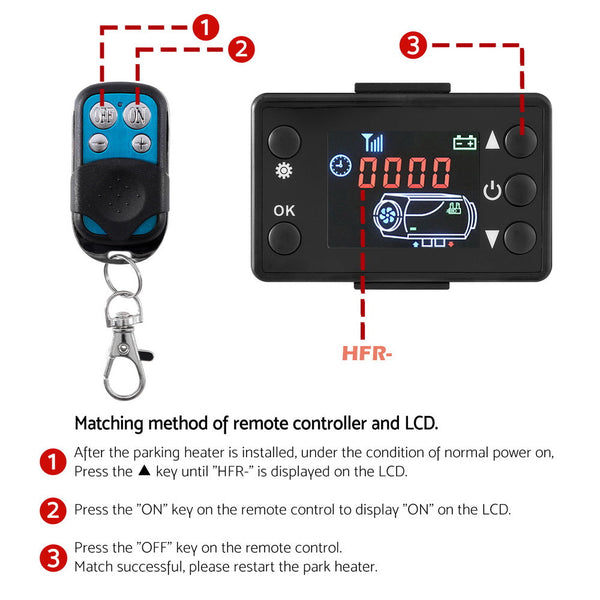 Giantz 5Kw Diesel Air Heater Remote Control Lcd Display Quick Car Rv Bus Boat Caravan Parts Accessories