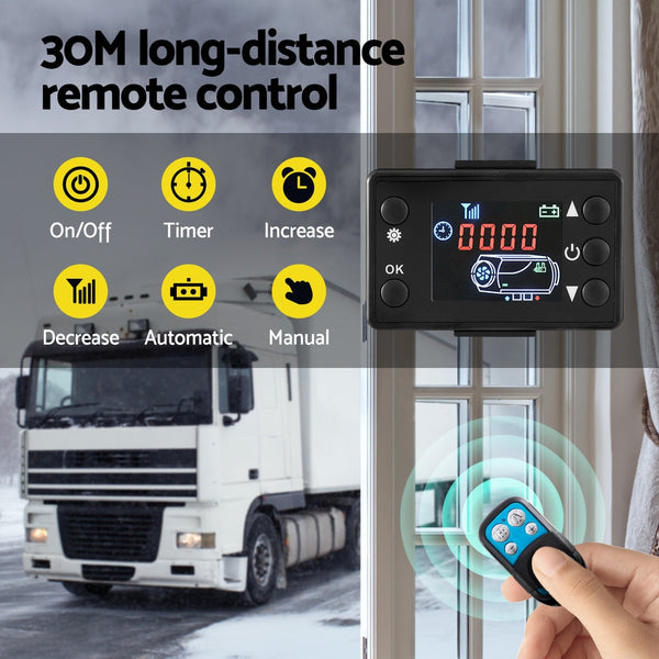 Giantz Diesel Air Heater 12V 5Kw Lcd Display Remote Control For Car Bus Rv Indoor 10L Air Conditioning