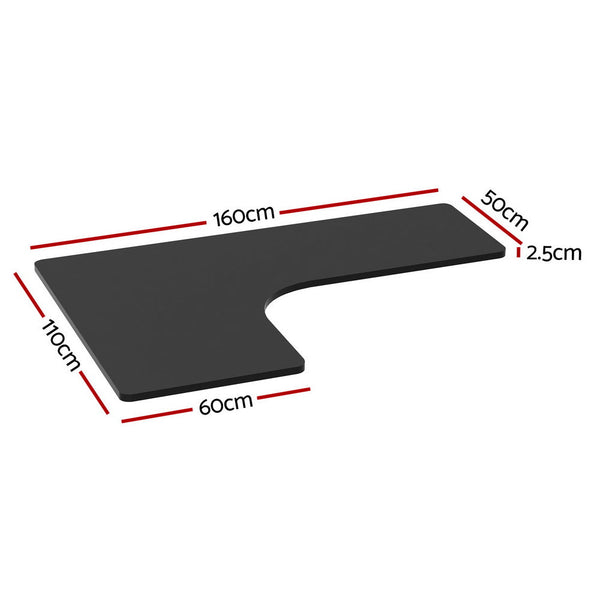 Artiss Standing Desk Top L Shape Black 160Cm Standing Desks