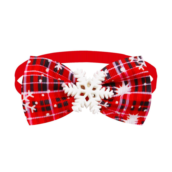 Christmas Dog Printed Pet Tie Collar Bow Accessories Cat Threaded Ribbon Dog Clothing & Shoes
