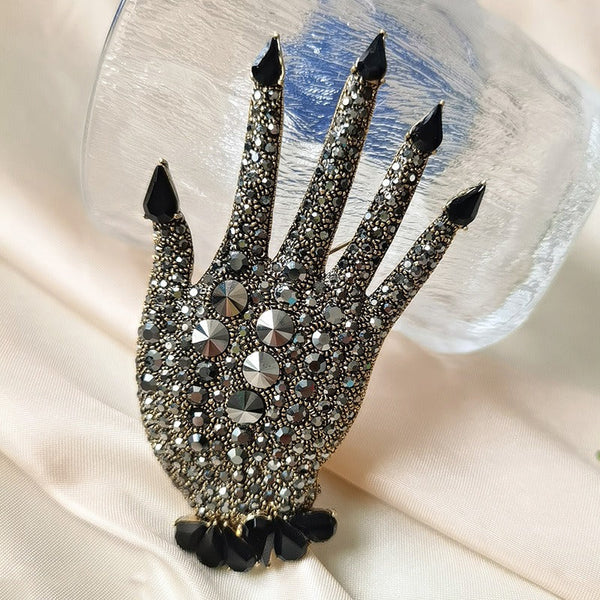 Veile Studios Full Diamond Palm Brooch European And American Large Style Exaggerated Chest Flower Brooches