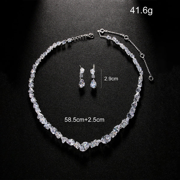 Simple Necklace Earring Set Bride's Wedding Jewelry Fashionable And Versatile Accessories Earrings