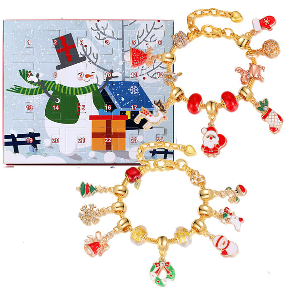 Christmas Decorations Gift Advent Calendar Fabric Bag Bracelet Necklace Beaded Diy Set Seasonal Decorations