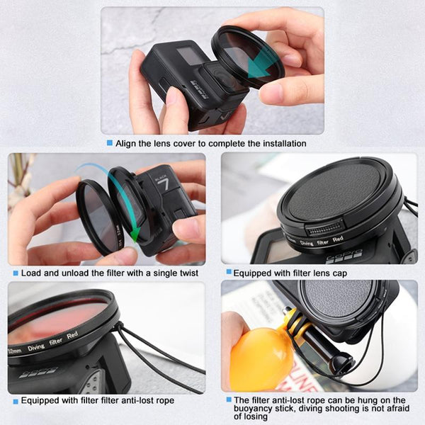 52 Millimetre Lens Filter Kit For Gopro Hero 7 6 With Adapter And Cap Lens Adapters Mounts & Tubes