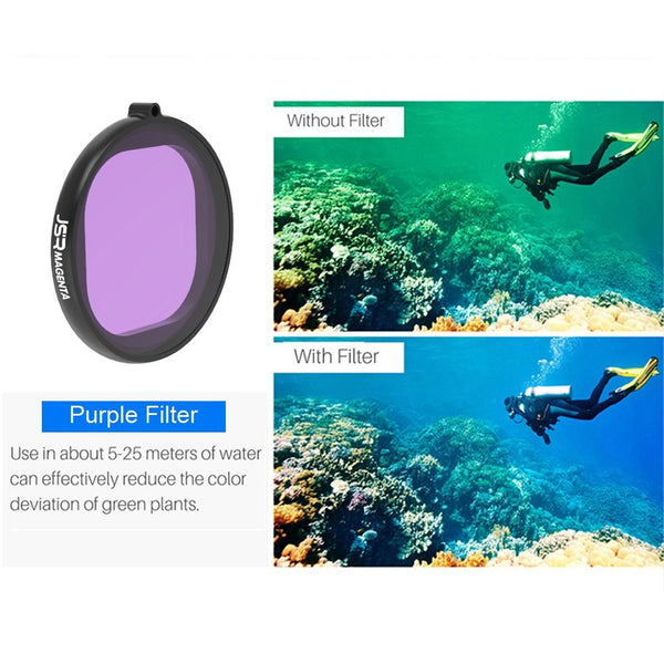 Three In One Round Diving Lens Filter For Gopro Hero Eight Other Lenses & Filters