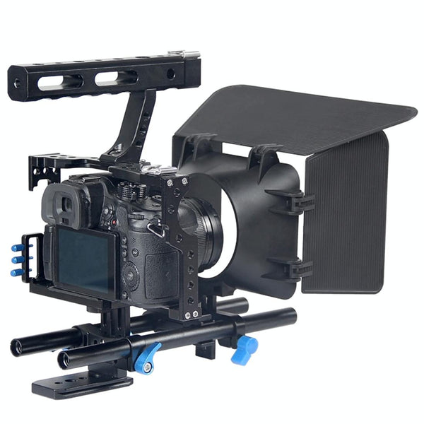 Video Camera Cage Stabilizer Kit With Matte Box And Follow Focus For Panasonic Lumix Dmc Gh4 G7 Sony A7 Series Stabilizers