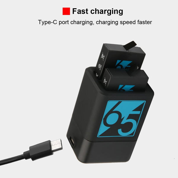 Usb C Dual Battery Charger For Gopro Hero6 And Hero5 With Cable Chargers & Cradles