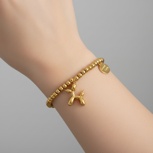 18K Gold Plated Titanium Steel Puppy Shape Charm Bracelet Bracelets