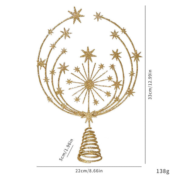 Christmas Tree Top Star Iron Hollow Snowflake Decoration Ornament Seasonal Decorations