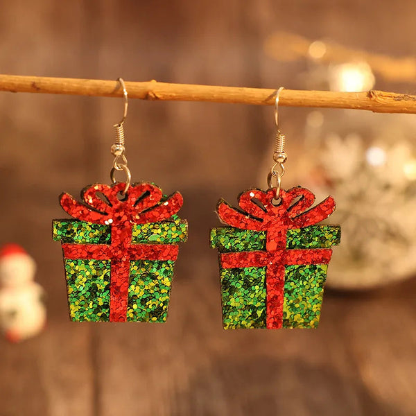 Sequin Gift Box Pu Leather Earrings