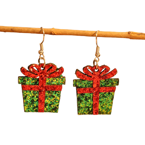 Sequin Gift Box Pu Leather Earrings
