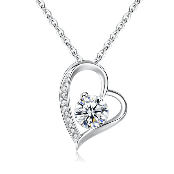 Hollow Out Heart Shaped Zircon Pendant Necklace Necklaces & Pendants
