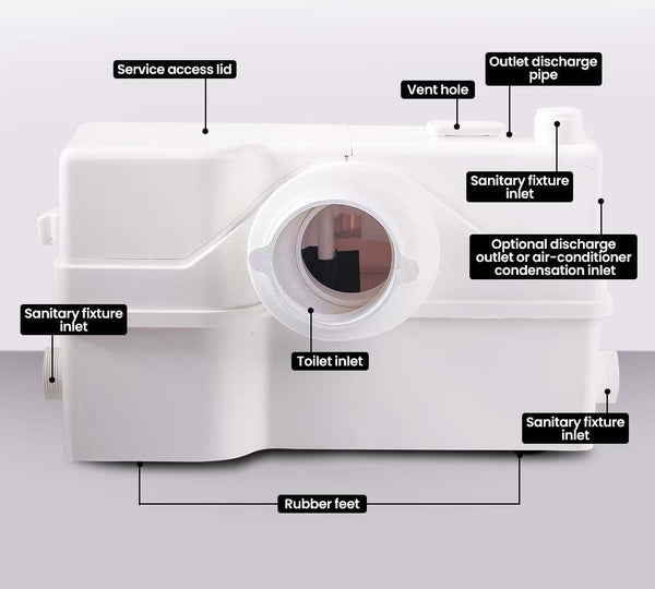 Protege Macerator Pump 800W Commercial 4 Inlet For P Trap Toilet Upflush Heavy Duty Other Building Materials