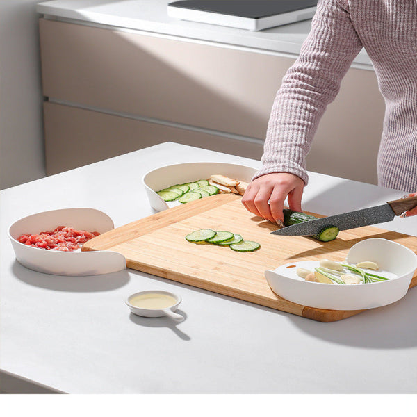 Vegetable Board Corner Storage Stir Fry And Side Dish Plate Round White Preparation Bowls & Plates