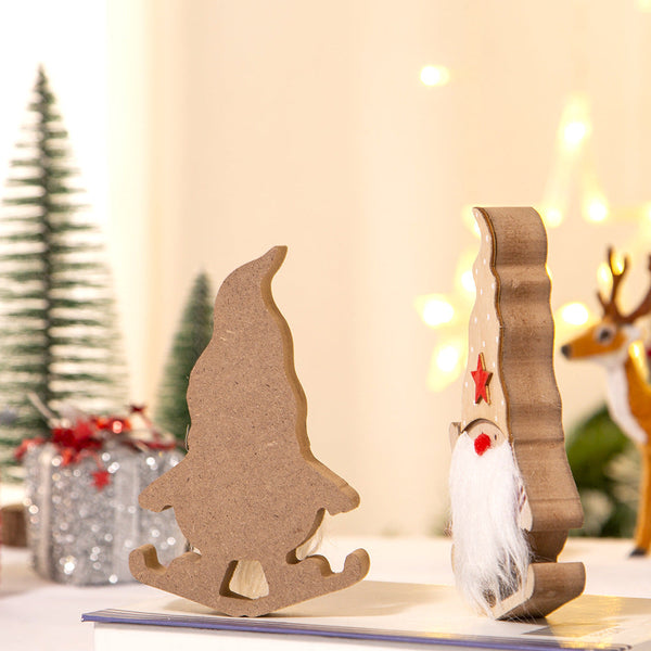 Christmas Decoration Cartoon Santa Sleigh Wooden Desk Ornament Gift Seasonal Decorations
