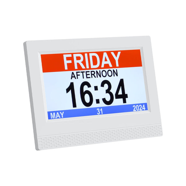 Artiss 7" Digital Day Clock Calendar Alarm White Desk Clocks