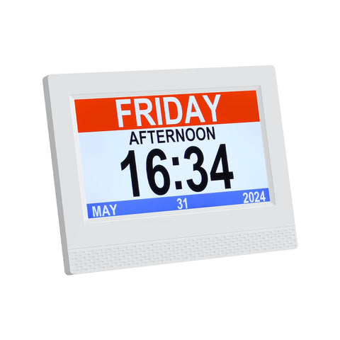 Artiss 7" Digital Day Clock Calendar Alarm White Desk Clocks