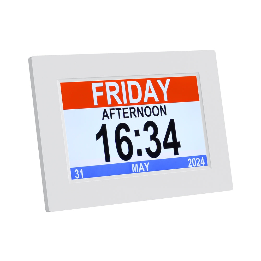 Artiss 8" Digital Day Clock Calendar Alarm White Desk Clocks