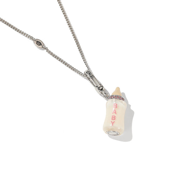Enamel Glazed Diamond Inlaid Acrylic Letter Printing Power Bottle Pendant Necklace Exquisite Necklaces & Pendants