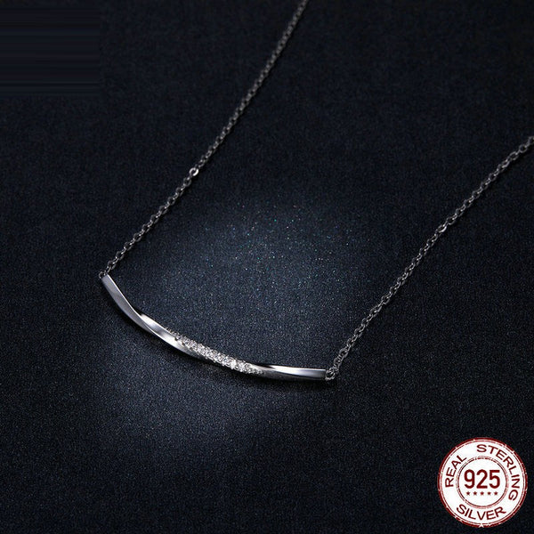 Smiling Geometric Necklace S925 Silver Collarbone Chain Chains Necklaces