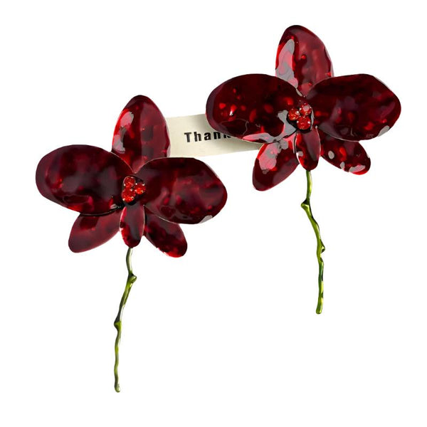 Veile Studios Enamel Drop Glaze Metal Large Flower For Artistic And Versatile Styling Earrings